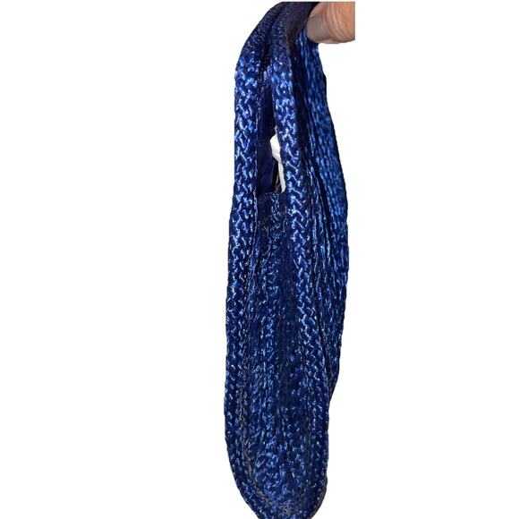 70s Navy Blue Woven Raffia Envelope Clutch Purse Handbag NEW 7.5x11.5 Flat - Picture 3 of 8